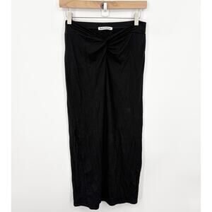Reformation Midi Skirt Small Twist Front Black Soft Stretch Capsule Minimalist